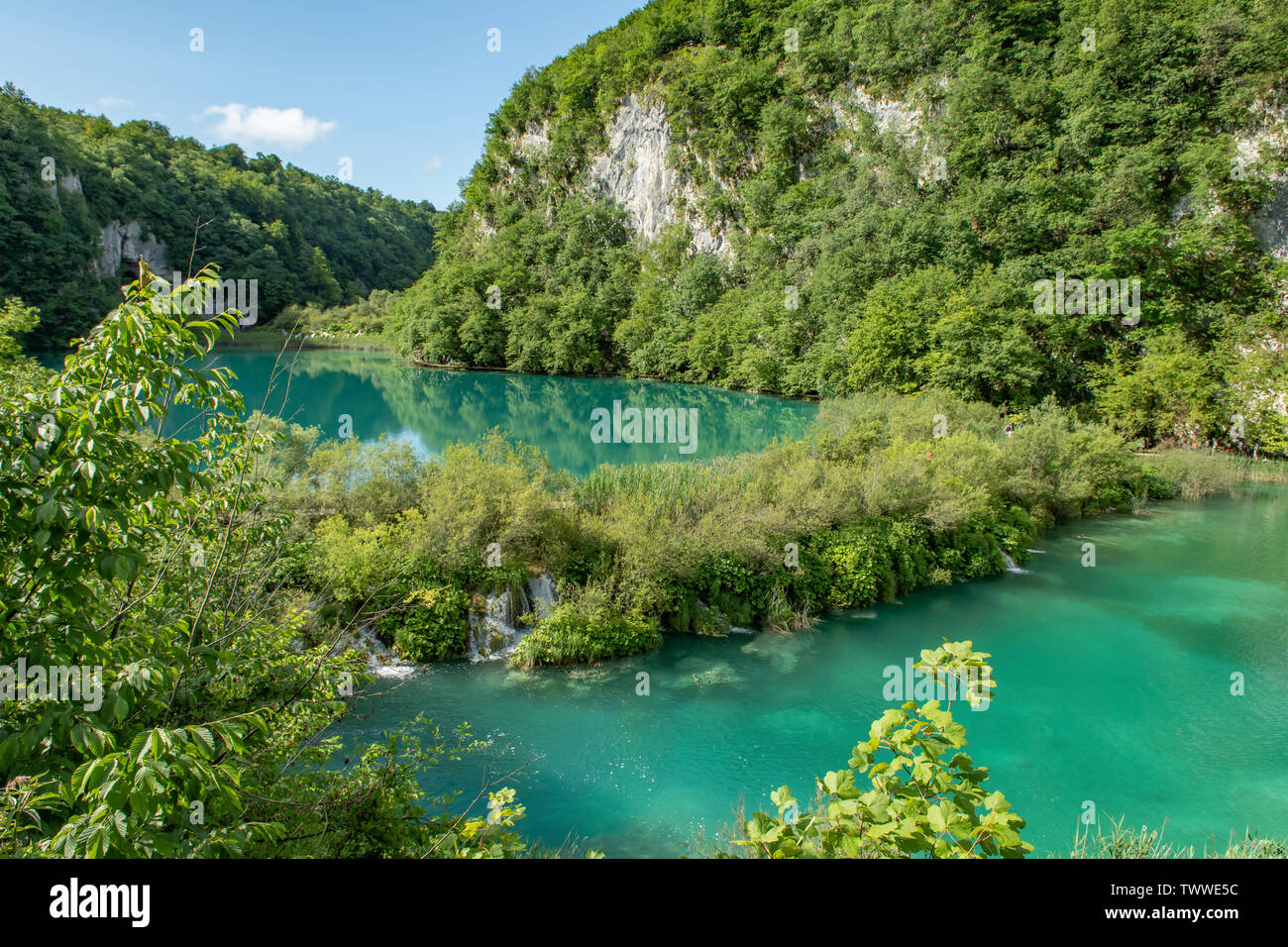 Kaludurovac et lac Gavanovac lacs, les lacs de Plitvice NP, Croatie Banque D'Images