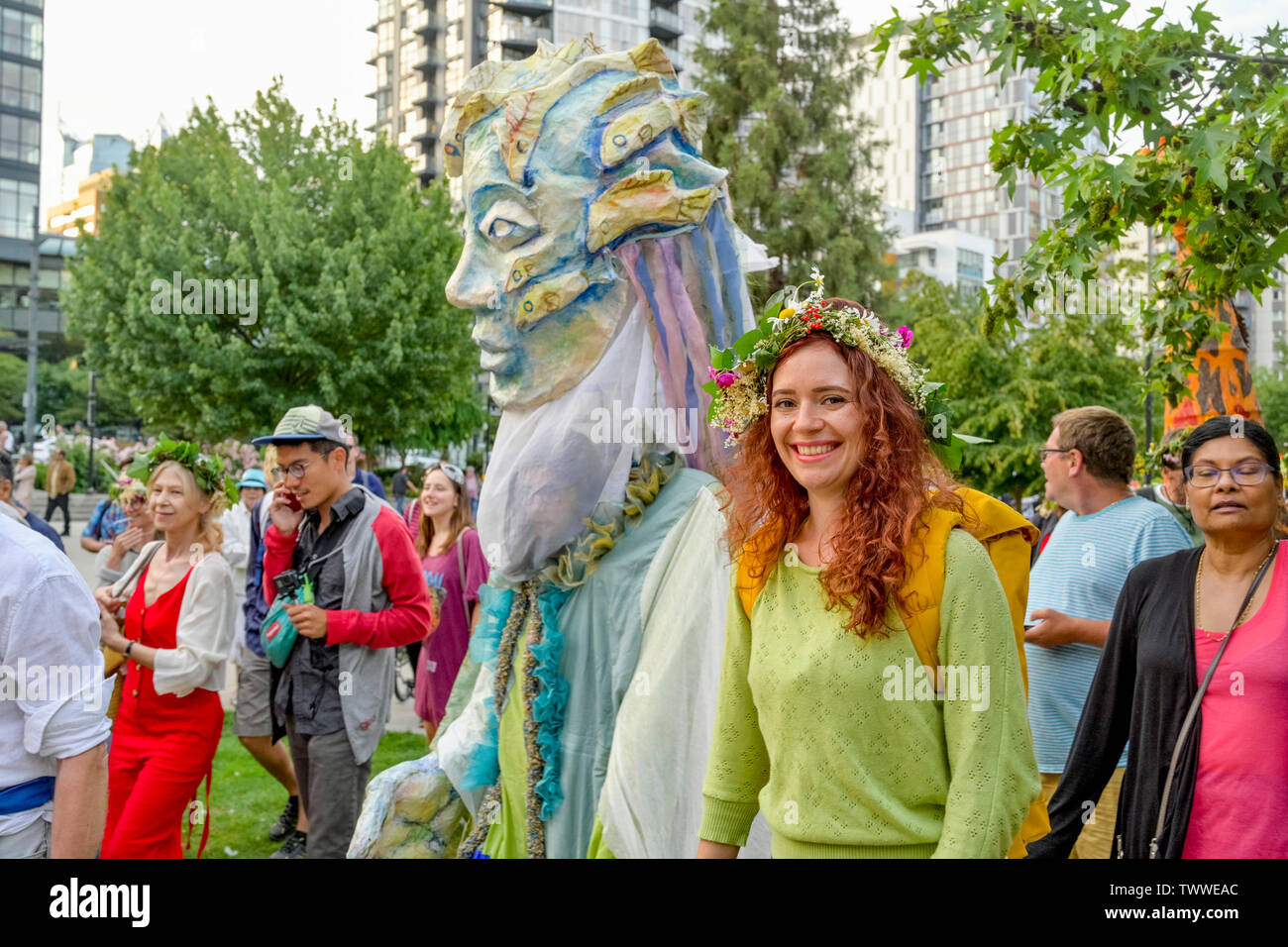 Gathering Festival, célébration du solstice d'été, Emery Barnes Park, Vancouver, Colombie-Britannique, Canada. Banque D'Images