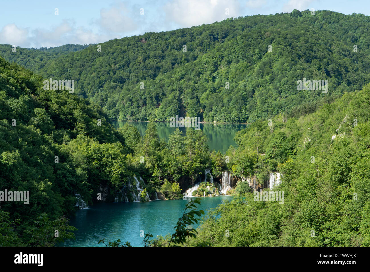 Milanovaci et Kozjak lacs, les lacs de Plitvice NP, Croatie Banque D'Images
