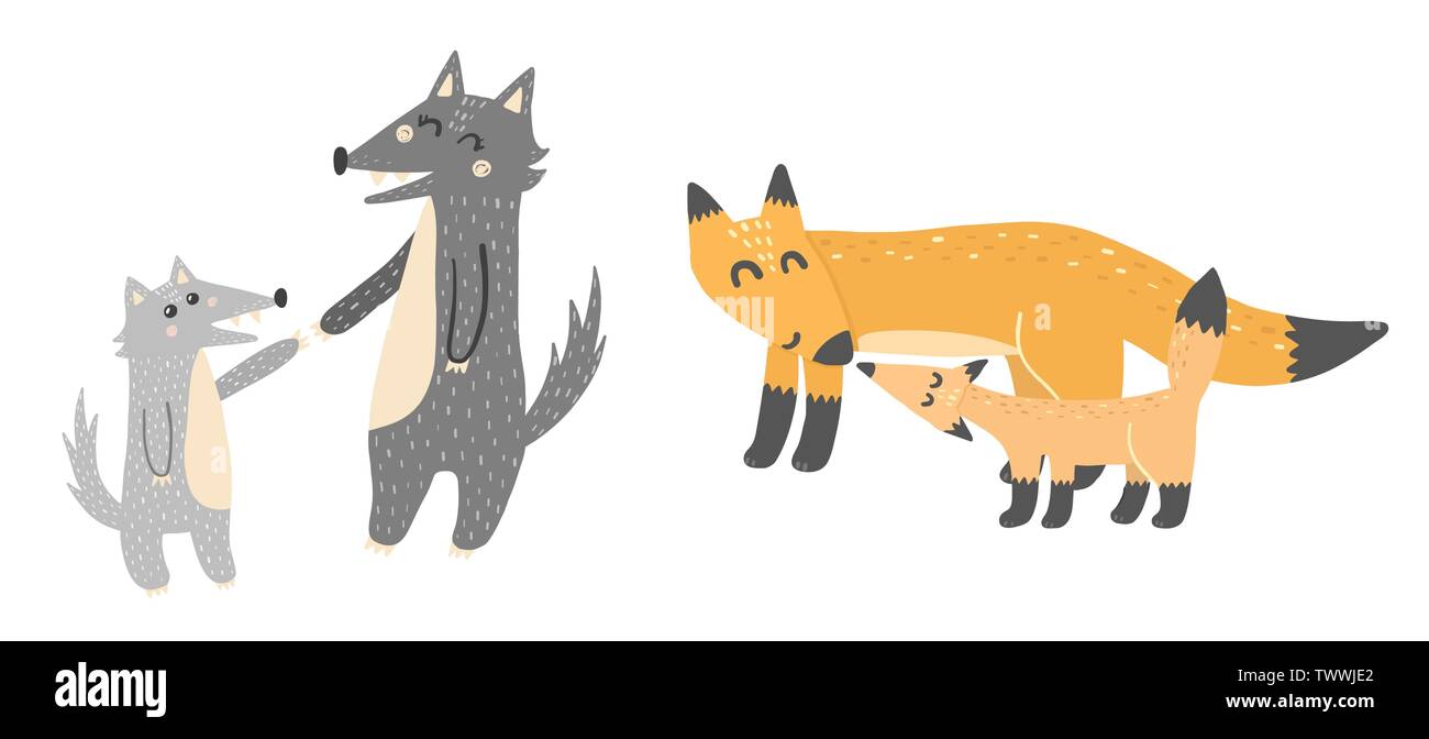 Super Mignon Les Meres Et Les Bebes Les Loups Et Les Renards Animaux De La Foret Elements Du Vecteur Image Vectorielle Stock Alamy Super Mignon Les Meres Et Les Bebes Les Loups Et Les Renards Animaux De La Foret Elements Du Vecteur Image Vectorielle Stock Alamy