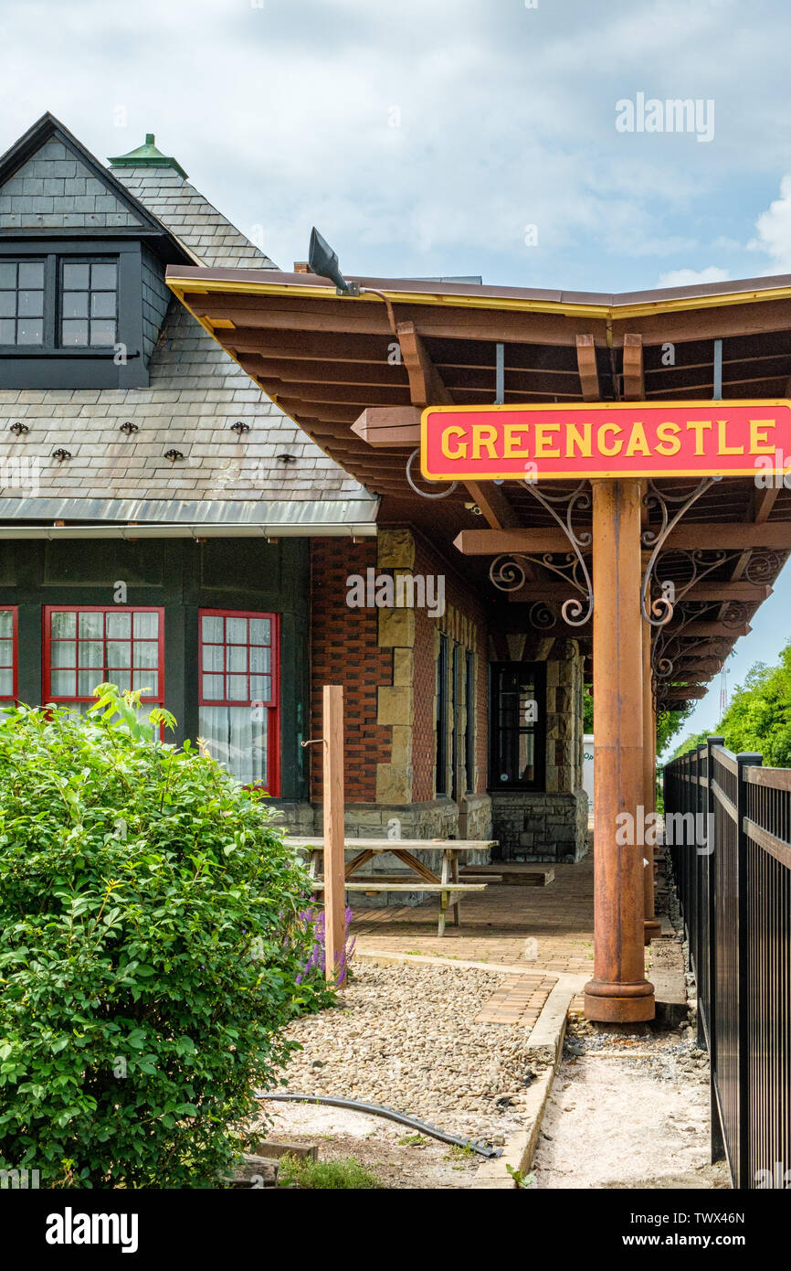 La gare de la ligne haute Greencastle, South Street, New York, Greencastle Banque D'Images