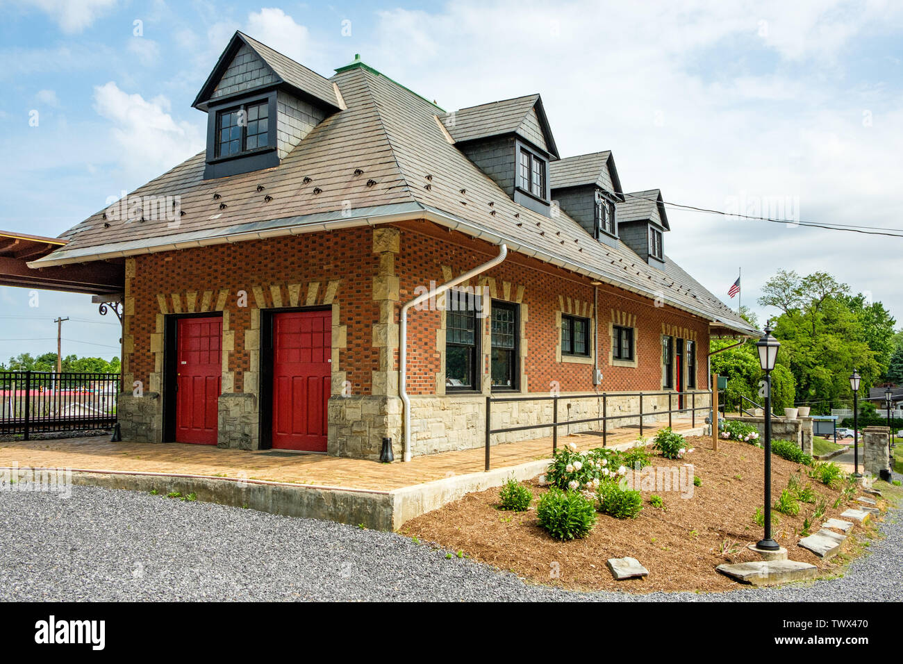 La gare de la ligne haute Greencastle, South Street, New York, Greencastle Banque D'Images