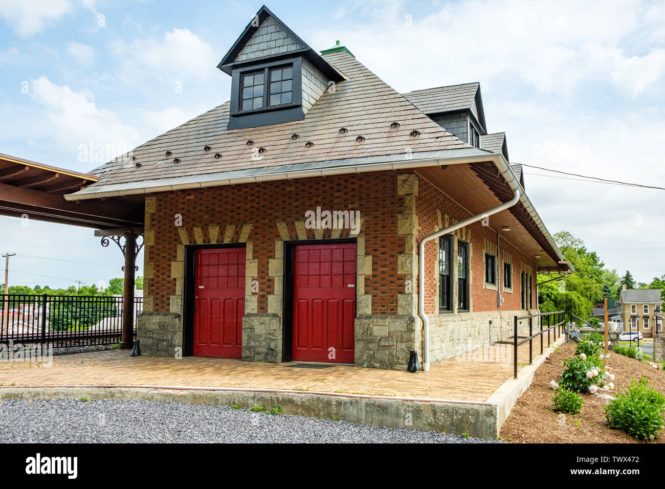 La gare de la ligne haute Greencastle, South Street, New York, Greencastle Banque D'Images