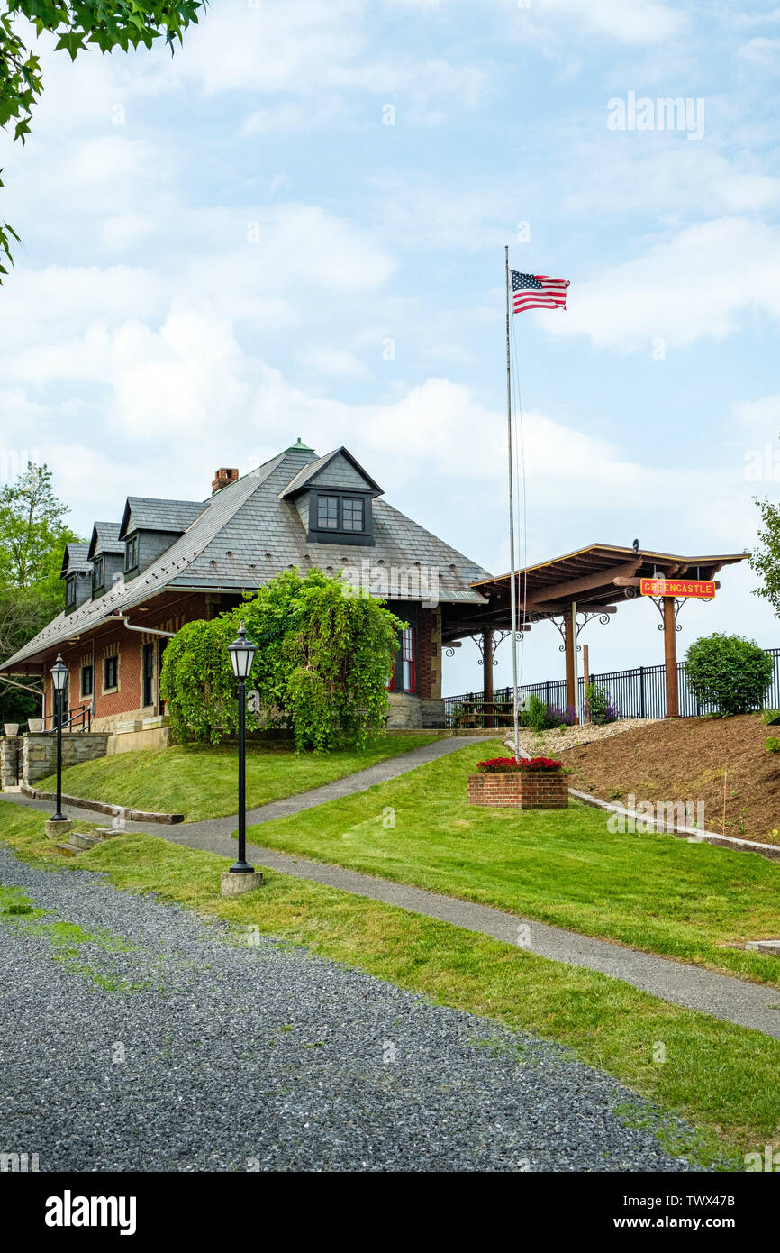 La gare de la ligne haute Greencastle, South Street, New York, Greencastle Banque D'Images