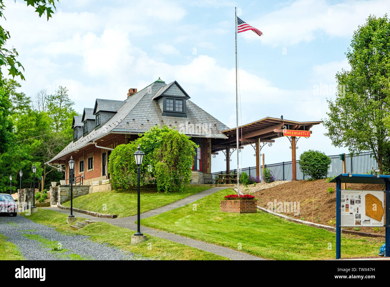 La gare de la ligne haute Greencastle, South Street, New York, Greencastle Banque D'Images