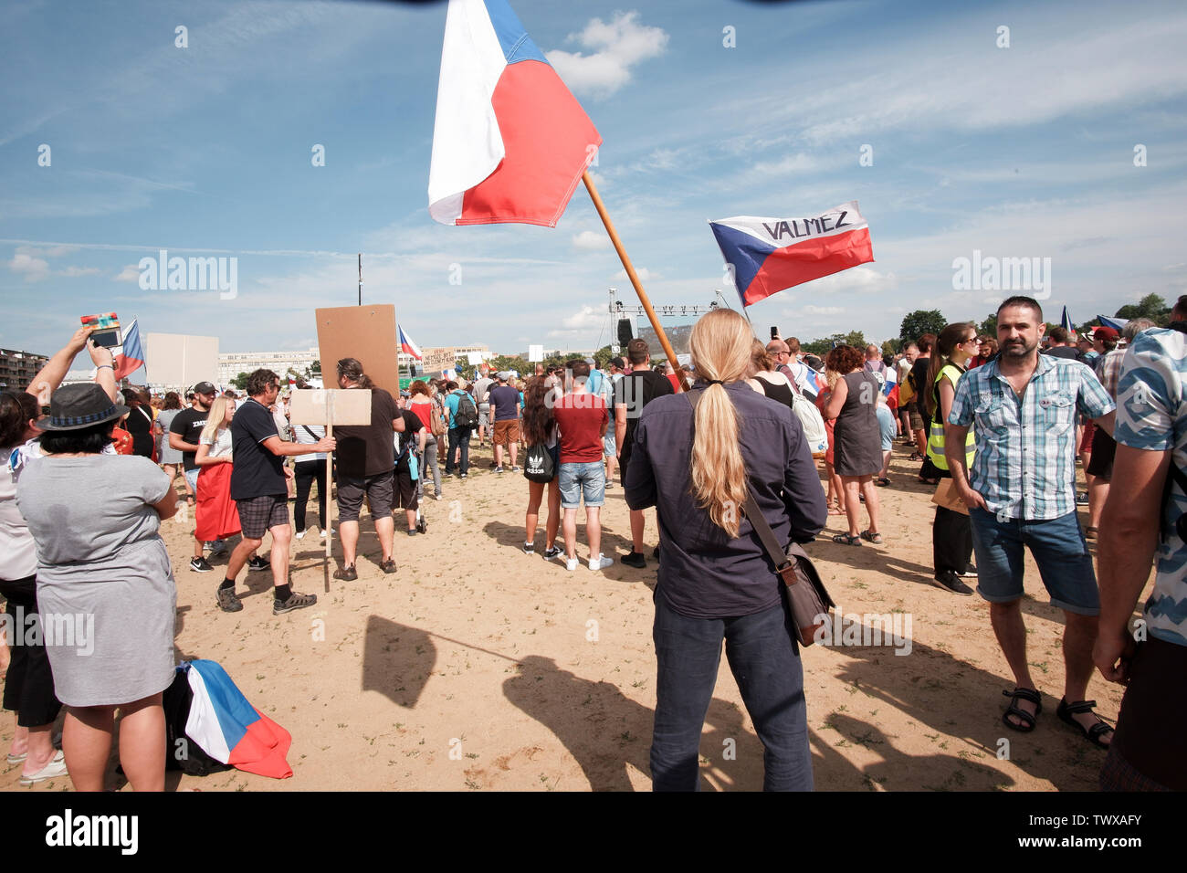 Prague, République tchèque, 23.6.2019, la plus grande manifestation depuis 1989 à la plaine de Letna à Prague contre le premier ministre et son gouvernement babis pour la liberté Banque D'Images