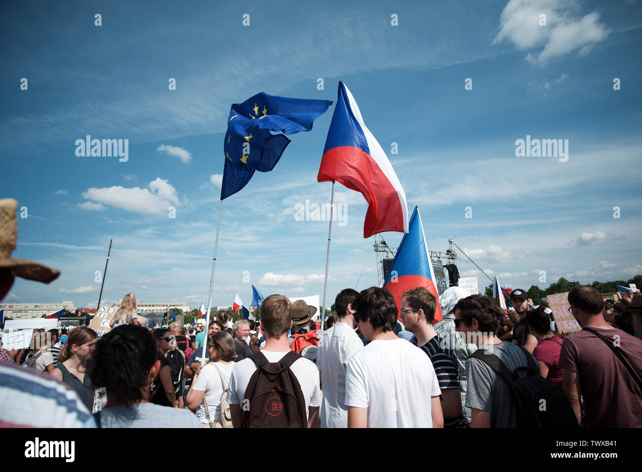 Prague, République tchèque, 23.6.2019, la plus grande manifestation depuis 1989 à la plaine de Letna à Prague contre le premier ministre et son gouvernement babis pour la liberté Banque D'Images