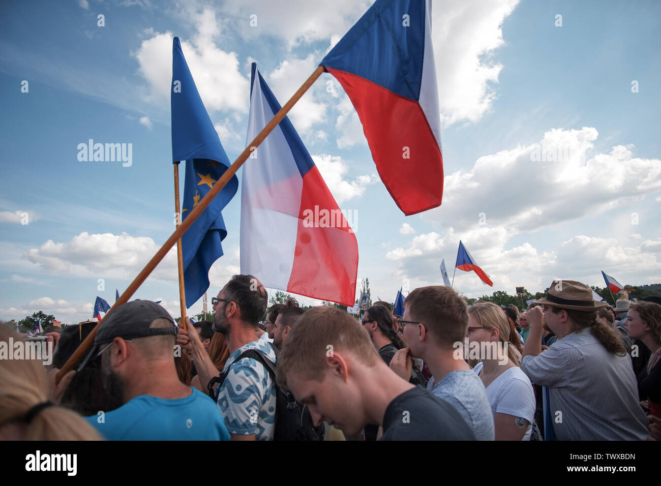 Prague, République tchèque, 23.6.2019, la plus grande manifestation depuis 1989 à la plaine de Letna à Prague contre le premier ministre et son gouvernement babis pour la liberté Banque D'Images