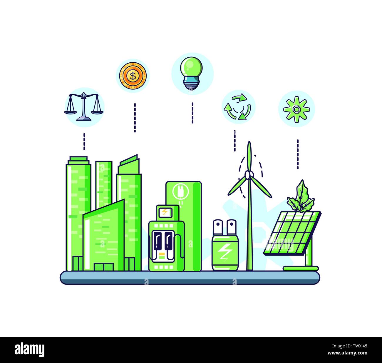 La conception de l'équilibre, la durabilité écologique et renouvelable écologie recyclage vert thème solution Vector illustration Illustration de Vecteur