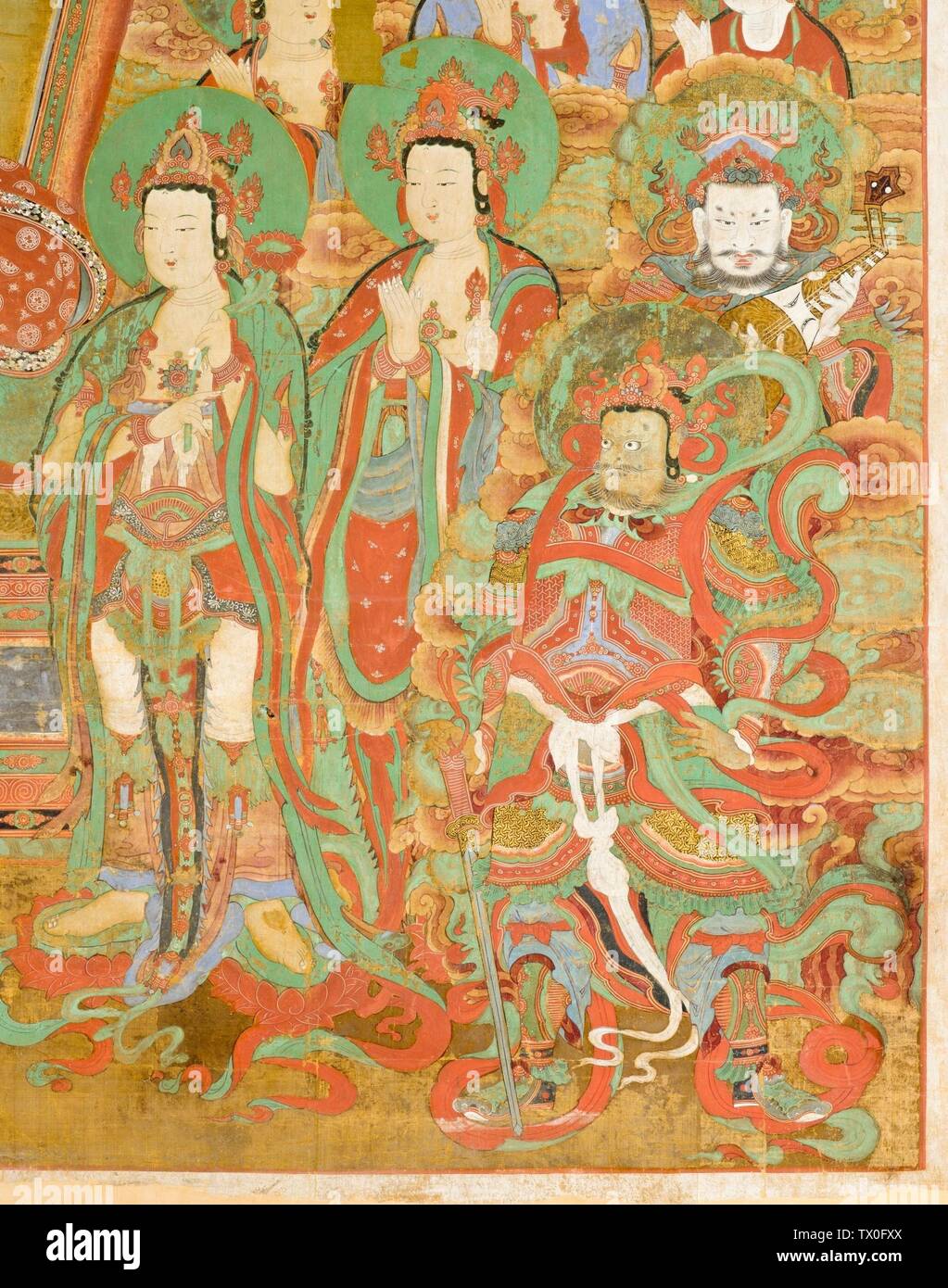 Bouddha Seokgamoni (Shakyamuni) Prêchant à l'Assemblée sur Vautour Peak (image 3 de 11); Corée, Coréen, dynastie Joseon (1392-1910), daté 1755 Peintures Non Montées, encre et couleur sur soie image (environ): 132 x 160 po. (335,28 x 406,4 cm) Fonds d'acquisition d'œuvres D'art De L'Extrême-Orient (AC1998.268.1) Korean Art; Daté de 1755; Banque D'Images