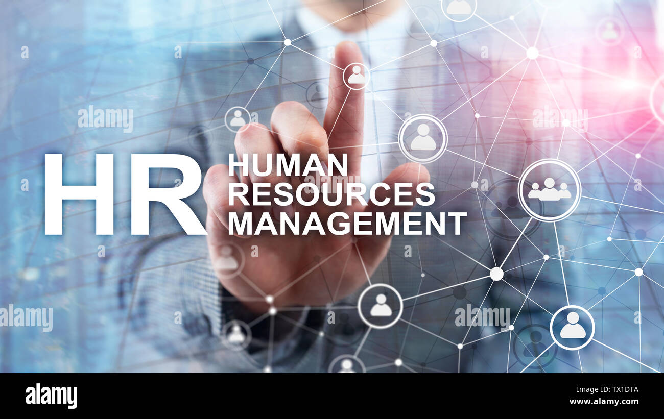 La gestion des ressources humaines, RH, Team Building et de recrutement concept sur fond flou. Banque D'Images
