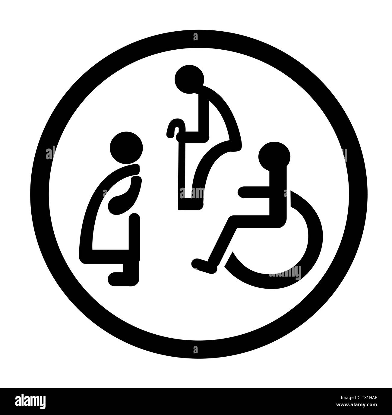 Salle de bains pour les personnes handicapées. personnes handicapées toilettes sign Banque D'Images