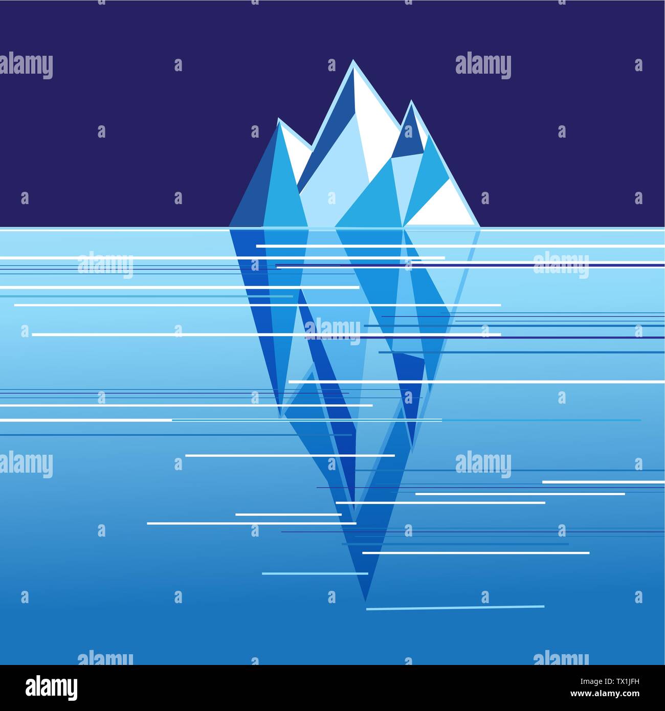 Vector illustration avec blanc iceberg dans l'océan. Eco affiche sur la protection de l'environnement. Illustration de Vecteur