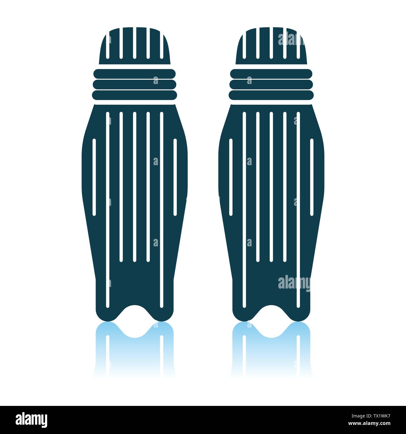 L'icône de la protection de la jambe de cricket. Reflet de l'ombre. Vector Illustration. Illustration de Vecteur