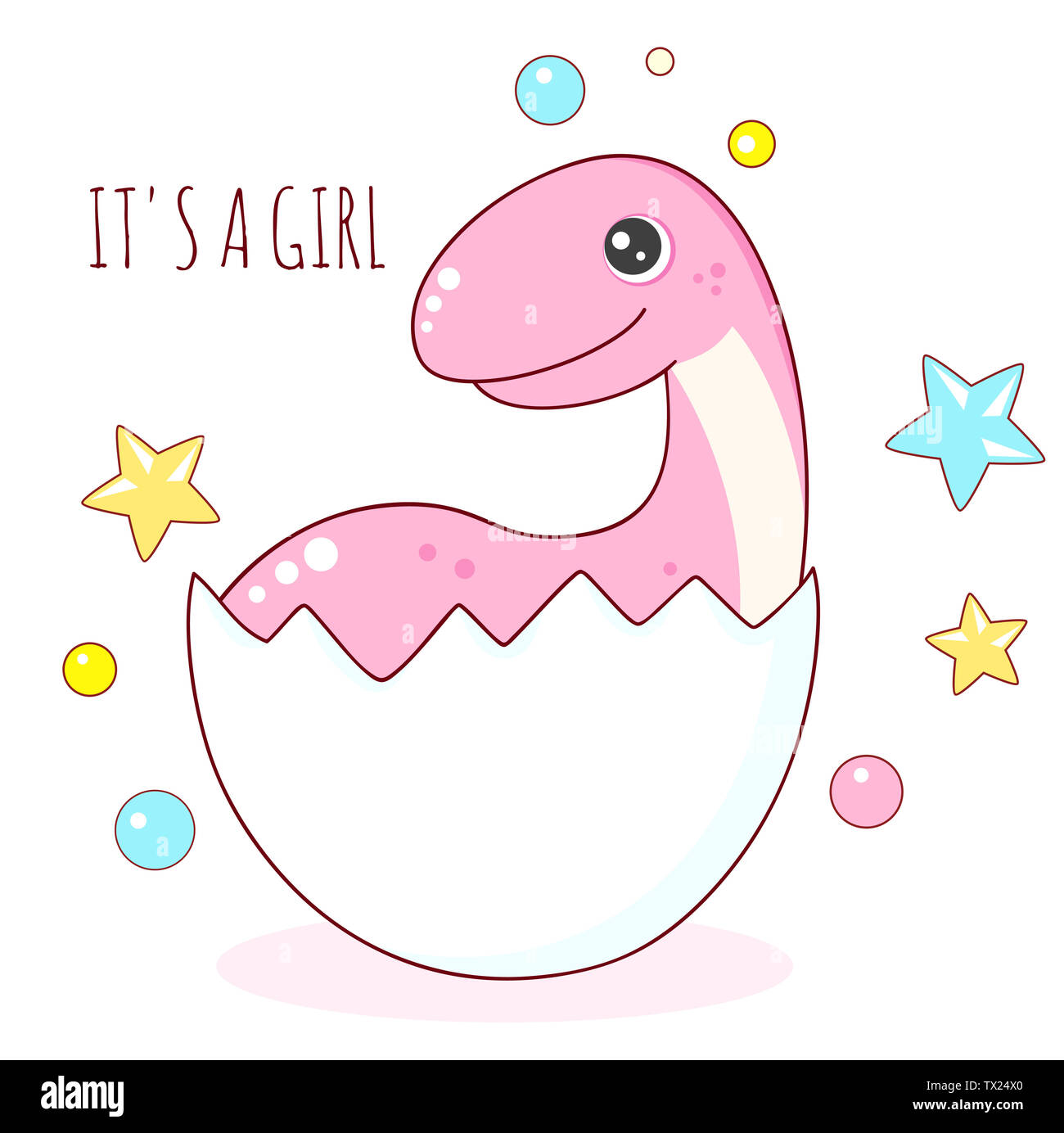 Banniere Anniversaire L Arriere Plan Circulaire Placard Avec Mignon Bebe Dinosaure En Coquille Inscription C Est Une Fille Vecteur De Douche De Bebe Carte Template Pour Greetin Photo Stock Alamy