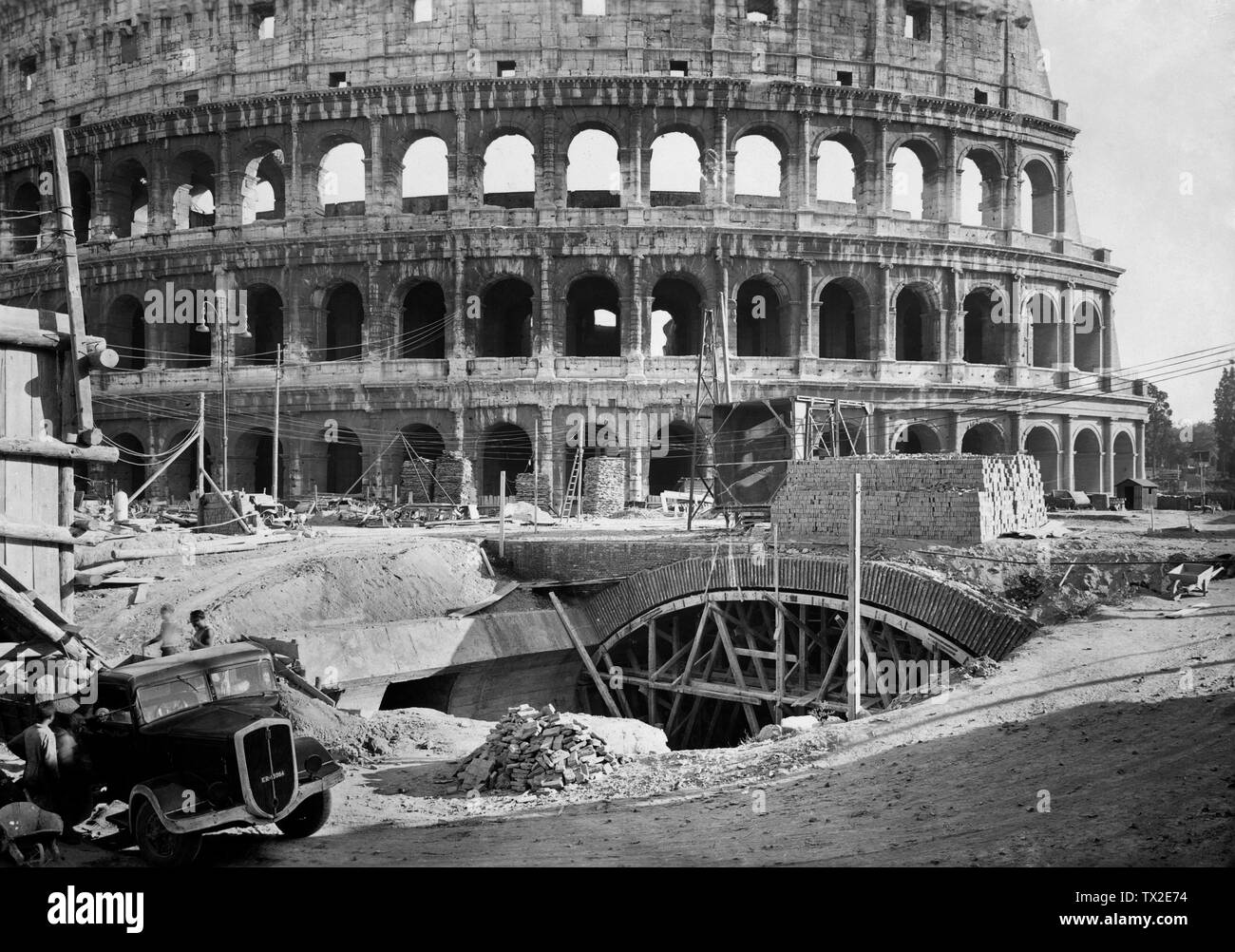 Italie, Rome, la construction du tunnel souterrain, 1948-1949 Banque D'Images