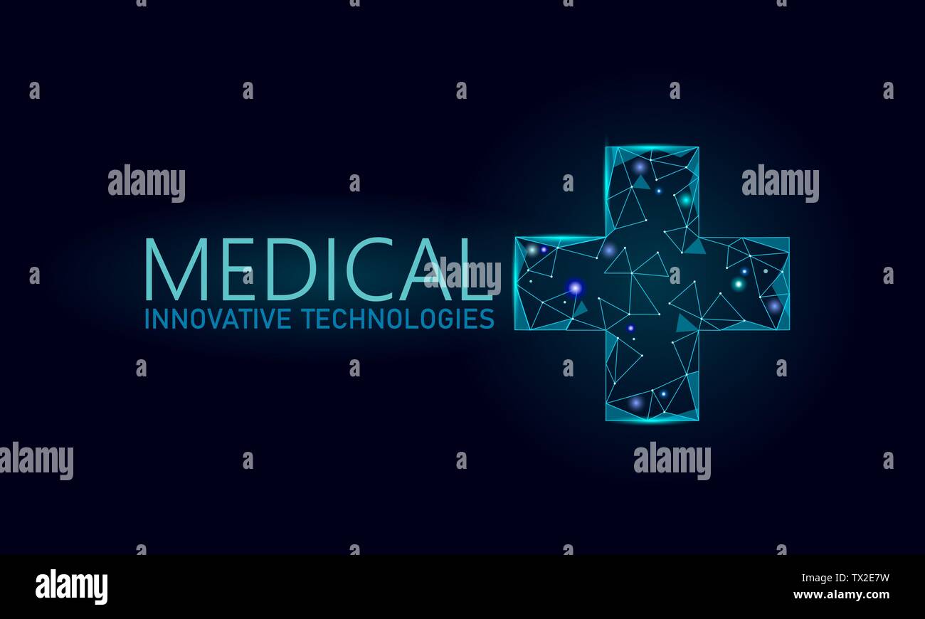 Croix symbole médical médecin concept en ligne. Consultation médicale à l'app. Le diagnostic de santé Web réseau hospitalier moderne géométrique bannière. L'appel Illustration de Vecteur