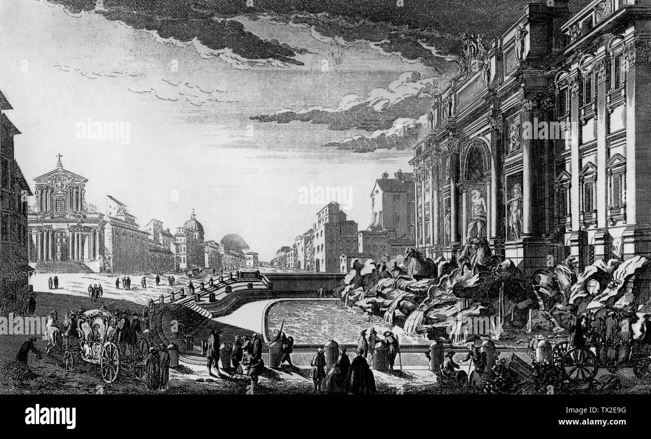 L'Italie, Rome, la Fontaine de Trevi dans une gravure par a paris chez daumont depuis les années 1700 Banque D'Images