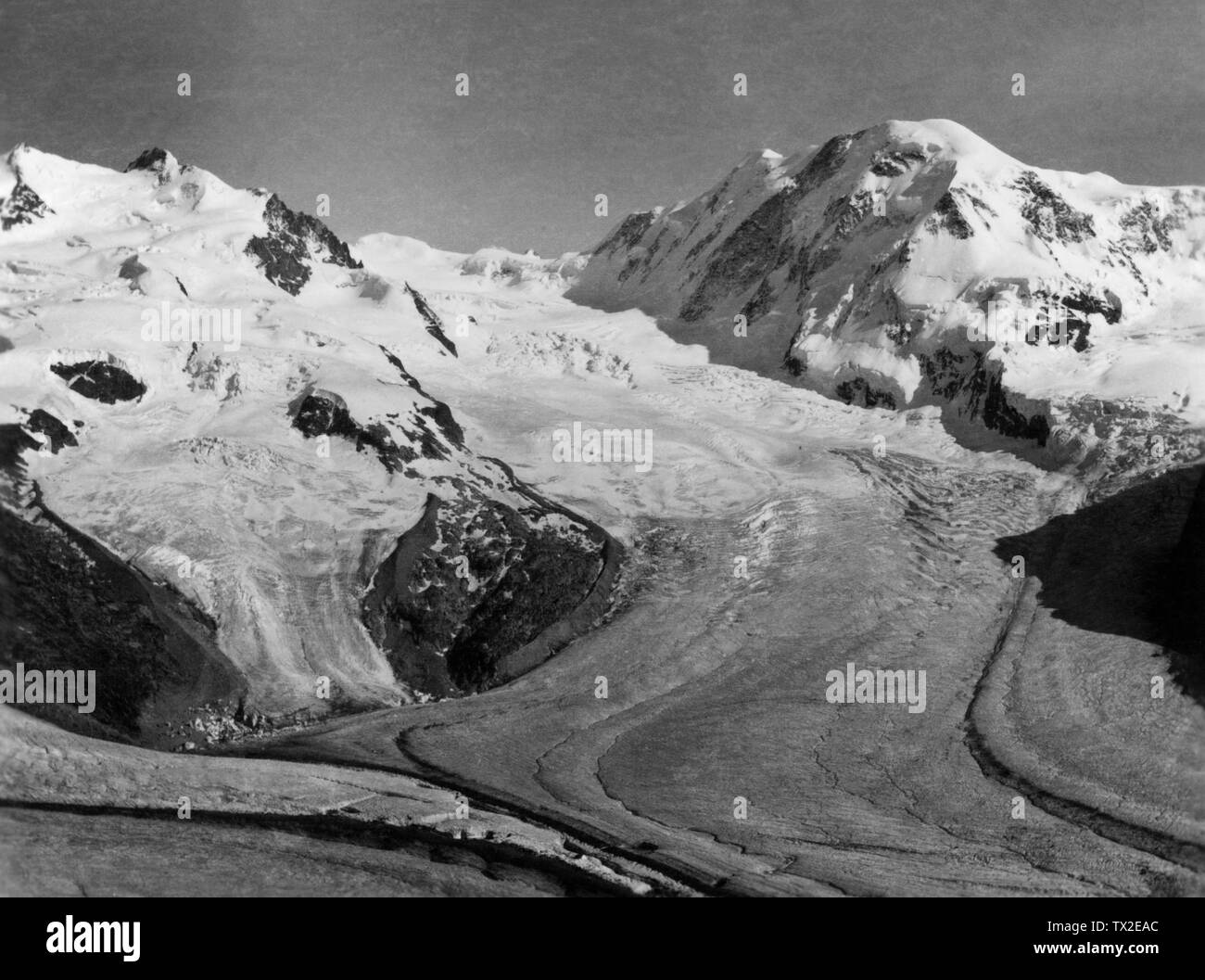 Glacier du Rhône, en Suisse, 1908 Banque D'Images