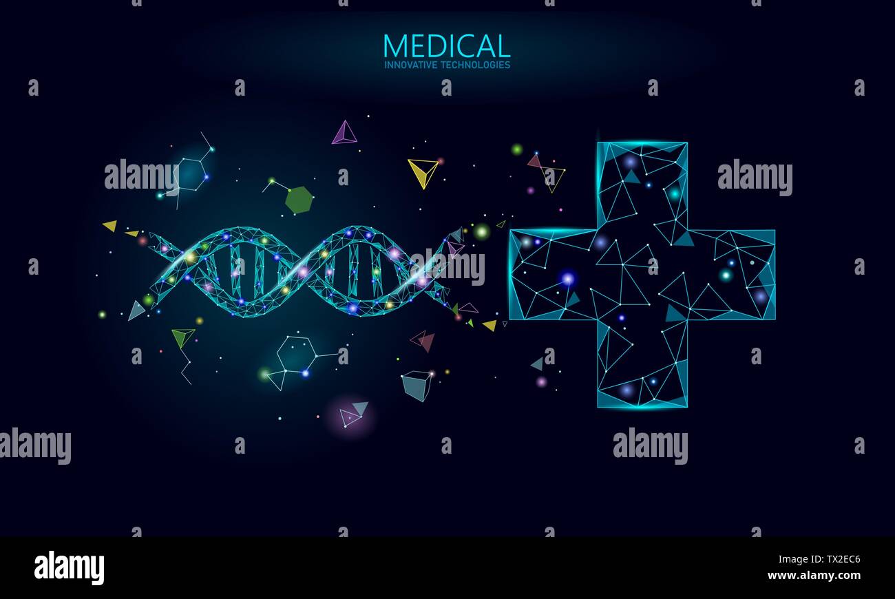 Croix médicale thérapie génique de l'ADN concept. Consultation médicale à l'app. Le diagnostic de santé Web réseau hospitalier moderne géométrique bannière. Marché Pharmacie Illustration de Vecteur