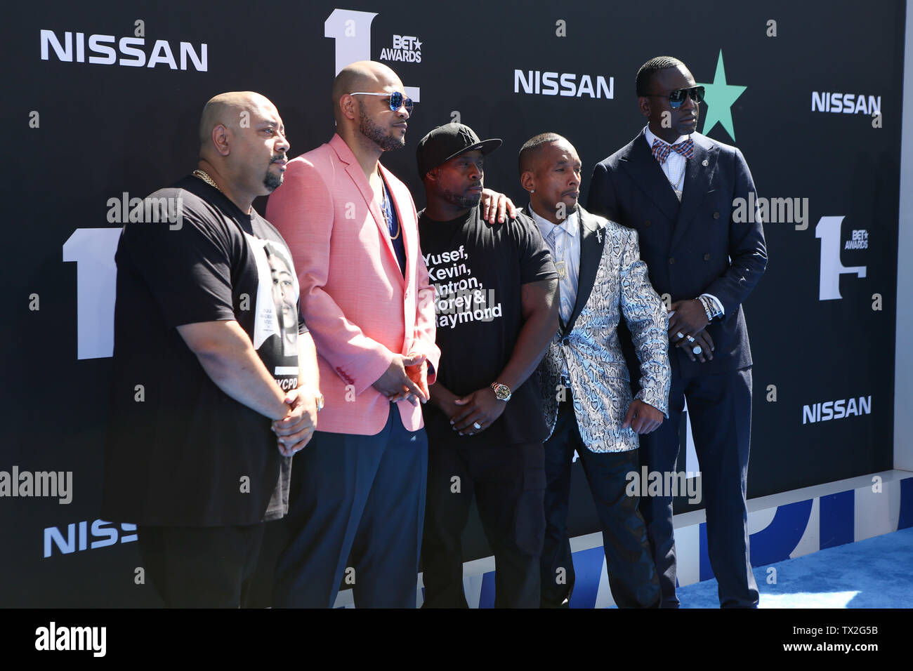 Los Angeles, Californie, USA. 23 Juin, 2019. Los Angeles, Californie, États-Unis - RAYMOND SANTANA JR., Kevin Richardson, ANTRON MCCRAY, KOREY SAGES et Yusef SALAAM assister au BET Awards 2019 Crédit : Alexander Seyum/ZUMA/Alamy Fil Live News Banque D'Images