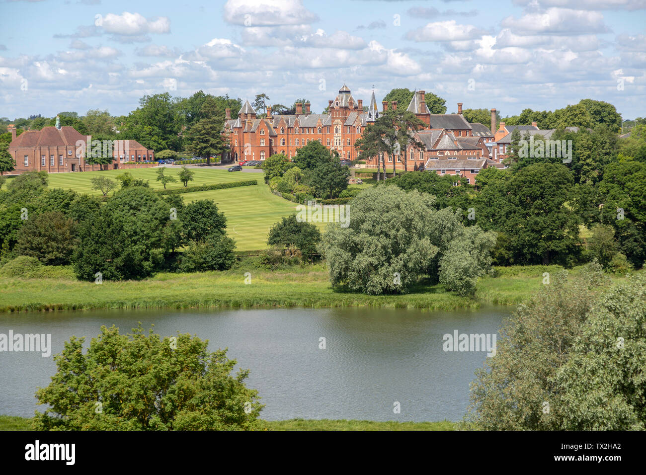 Framlingham College School et la simple lake, Framingham, Suffolk, Angleterre, RU Banque D'Images