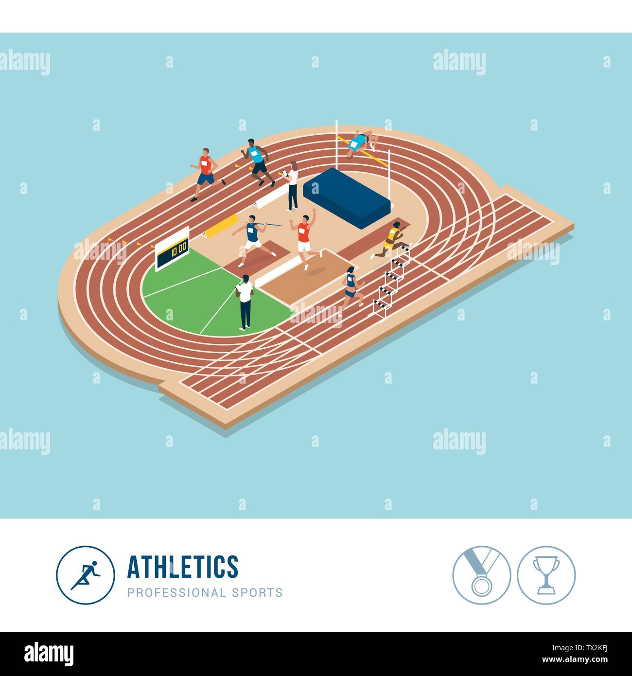 La compétition de sport professionnel : l'athlétisme, les athlètes professionnels, Illustration de Vecteur