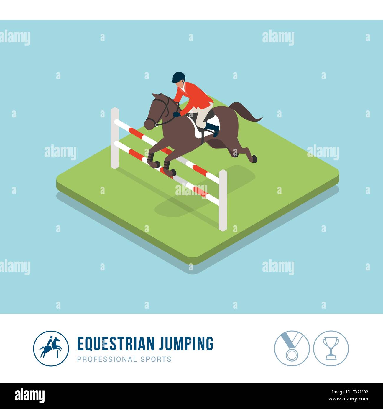 La compétition de sport professionnel : l'équitation équestre Illustration de Vecteur