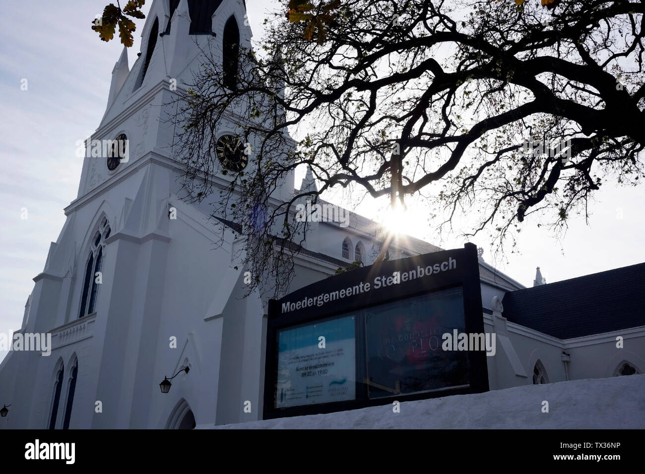 Moedergemeente Stellenbosch, (l'Église mère en Afrikaans) est l'église réformée néerlandaise historic à Stellenbosch. Banque D'Images