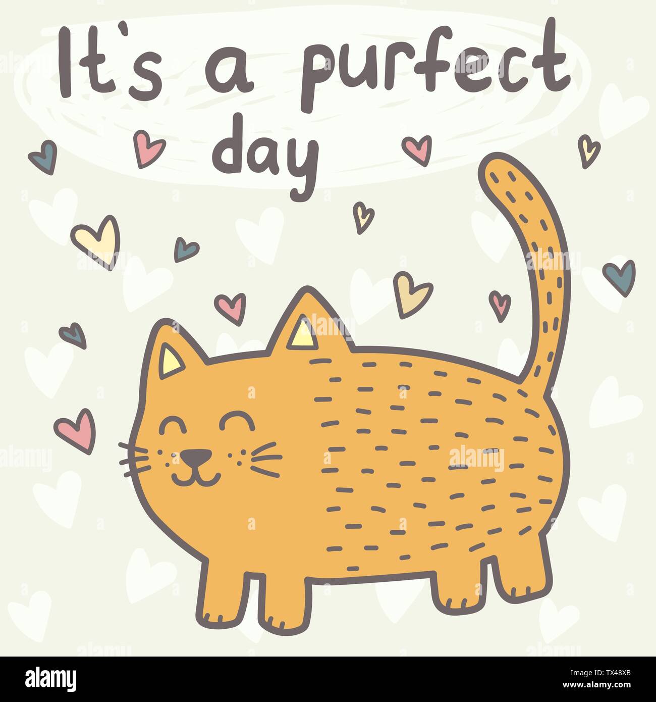 C'est un jour purfect carte avec un chat mignon. Imprimer drôle pour les enfants. Vector illustration Illustration de Vecteur