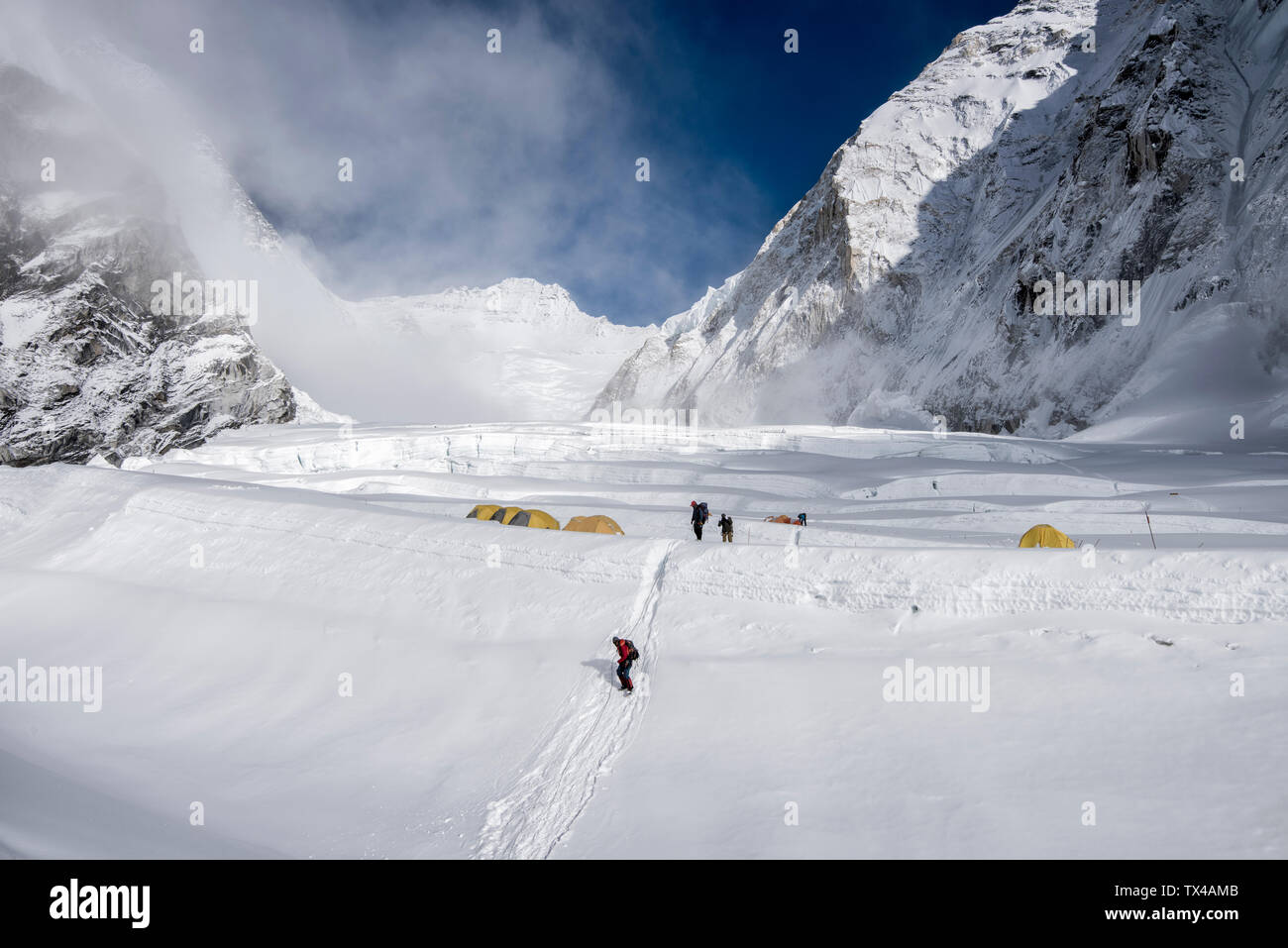 Solo Khumbu, Népal, Everest, alpinistes au MCG de l'Ouest Banque D'Images