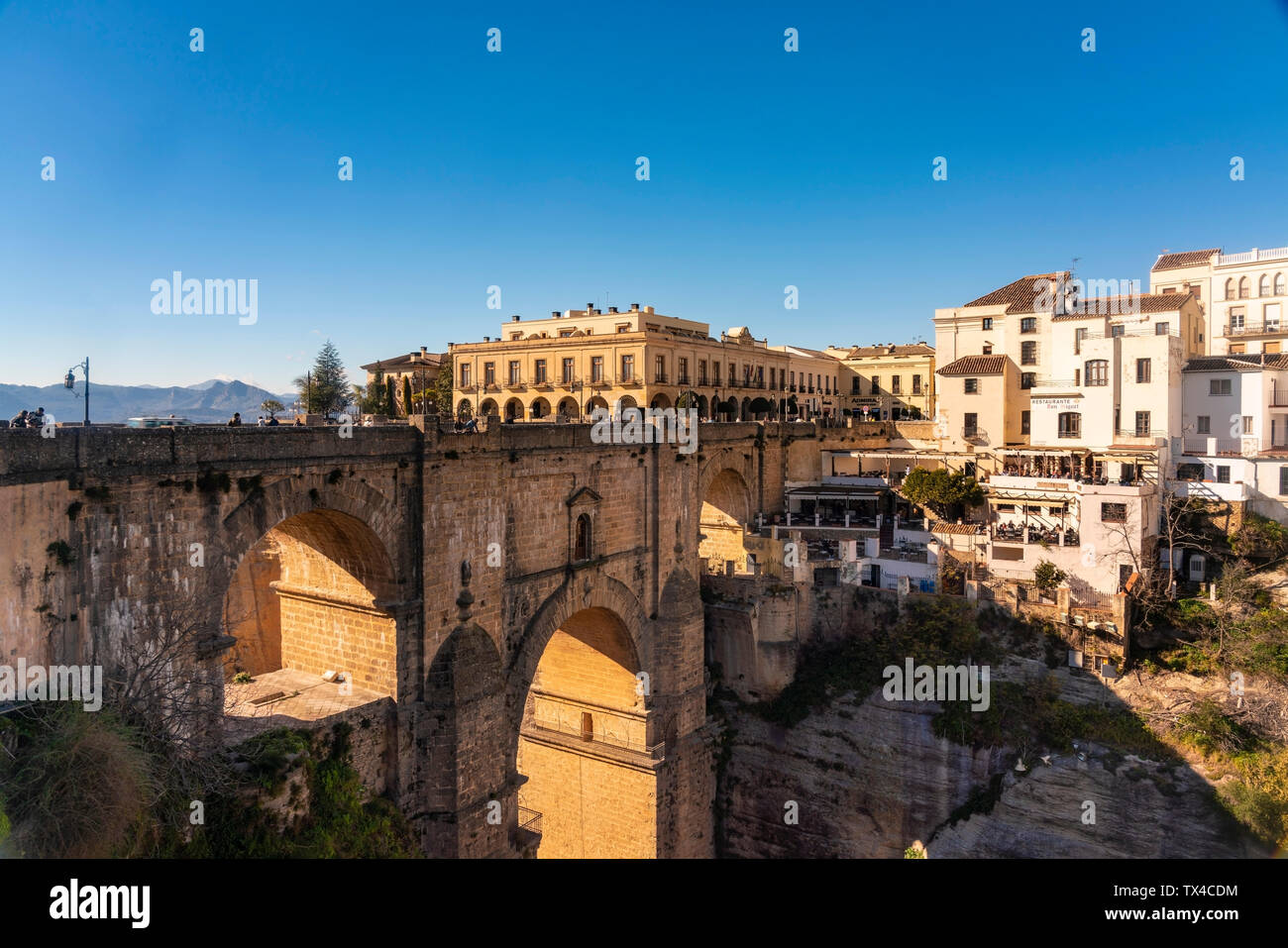 Espagne, Andalousie, province de Malaga, Ronda, Puente Nuevo Banque D'Images