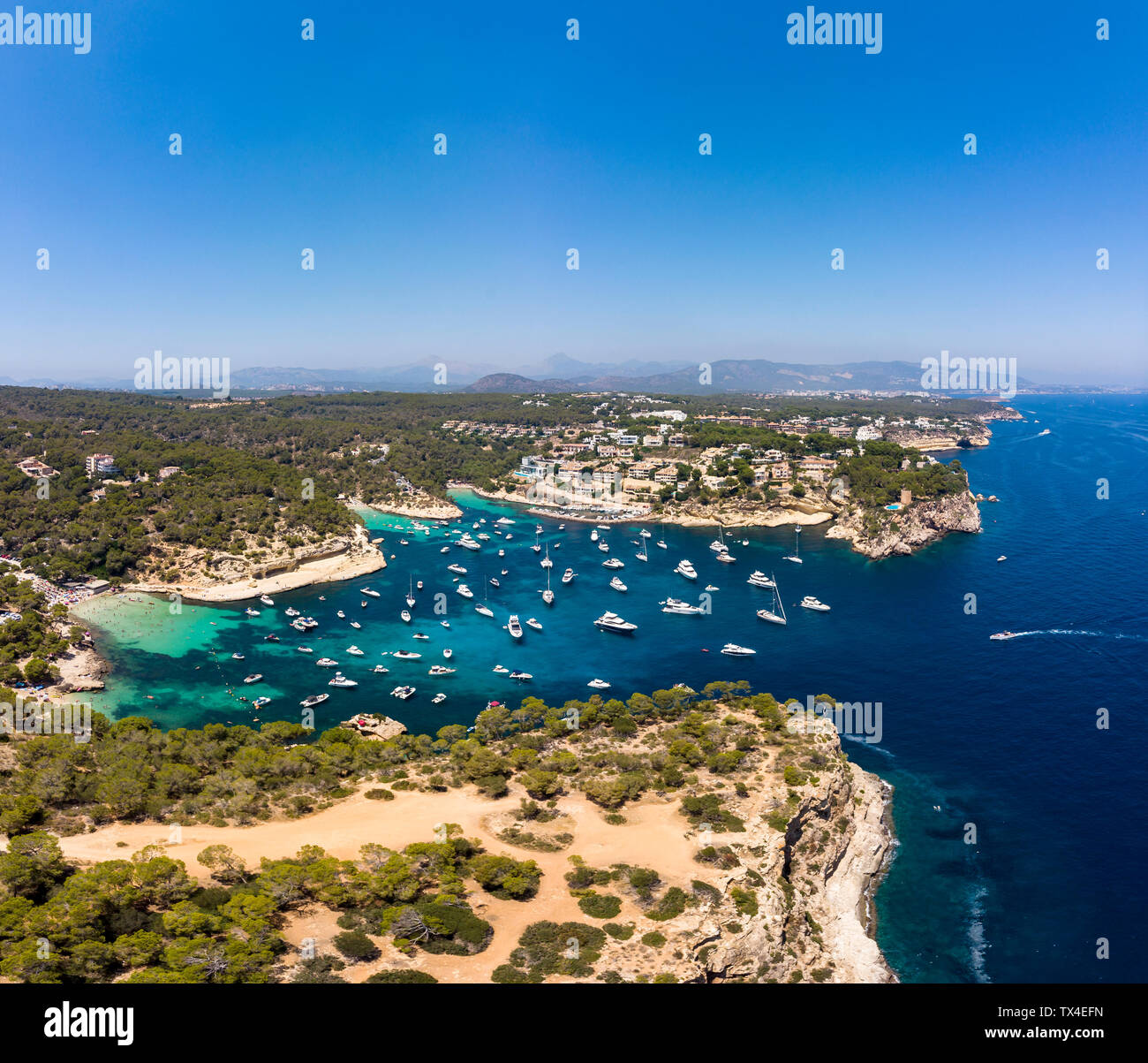 Espagne, Majorque, Palma de Mallorca, vue aérienne de la région et d'El Toro, Calvia Portals Vells Banque D'Images