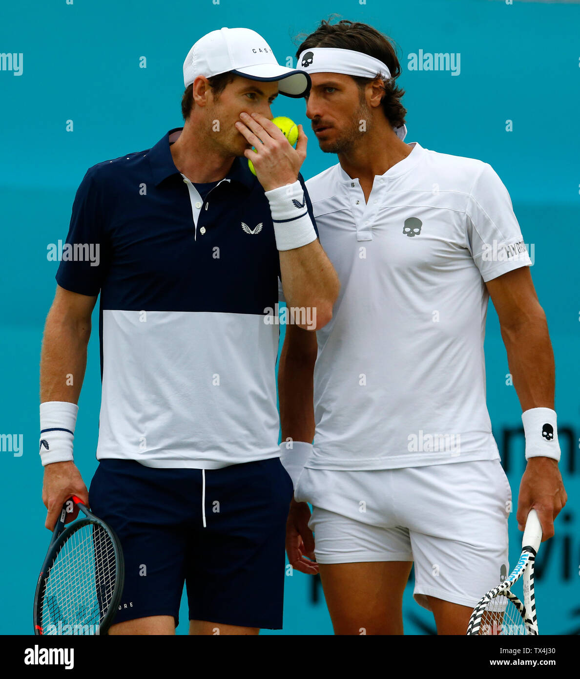 Londres, Royaume-Uni. 23 Juin, 2019. Londres, Angleterre - le 23 juin : Andy Murray (GBR) et Feliciano Lopez (ESP) contre Rajeev Ram & Joe Salisbury au cours de dernier jour 7 de la Fever-Tree Championships at Queens Club le 23 juin 2019 à Londres, Royaume-Uni. Action Crédit : Foto Sport/Alamy Live News Banque D'Images