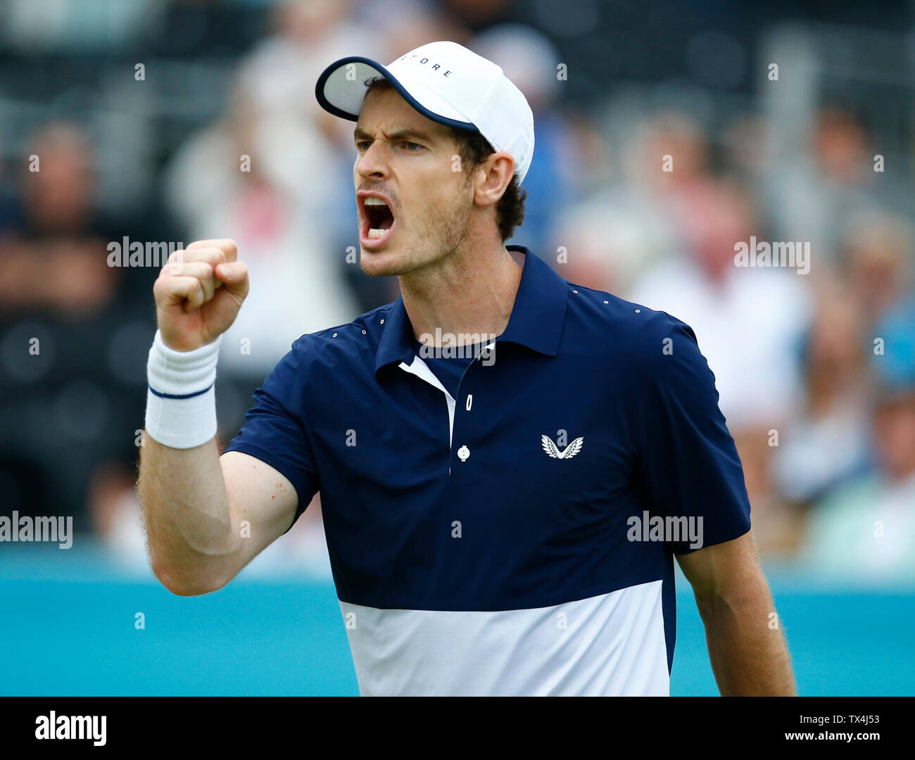 Londres, Royaume-Uni. 23 Juin, 2019. Londres, Angleterre - le 23 juin : Andy Murray (GBR) célèbrent remportant un point final au cours de la journée 7 championnats Fever-Tree à Queens Club le 23 juin 2019 à Londres, Royaume-Uni. Action Crédit : Foto Sport/Alamy Live News Banque D'Images