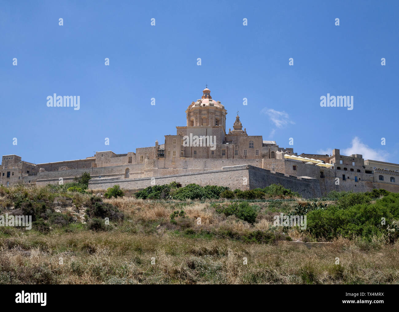 L'ancienne ville fortifiée de Mdina Malte Vue de dessous Banque D'Images