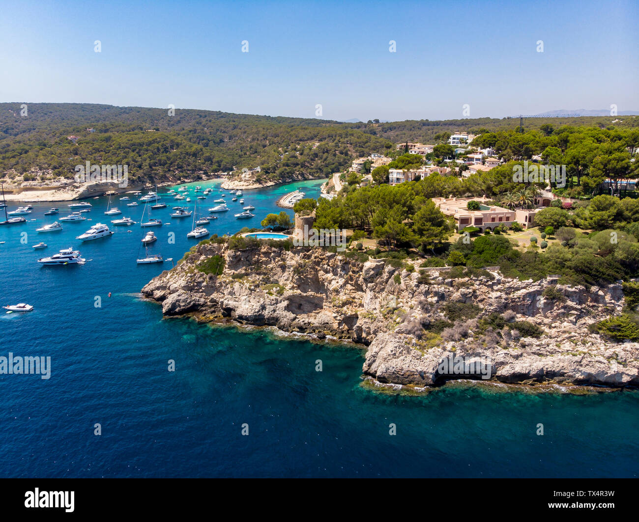 Espagne, Majorque, Palma de Mallorca, vue aérienne de la région et d'El Toro, Calvia Portals Vells Banque D'Images