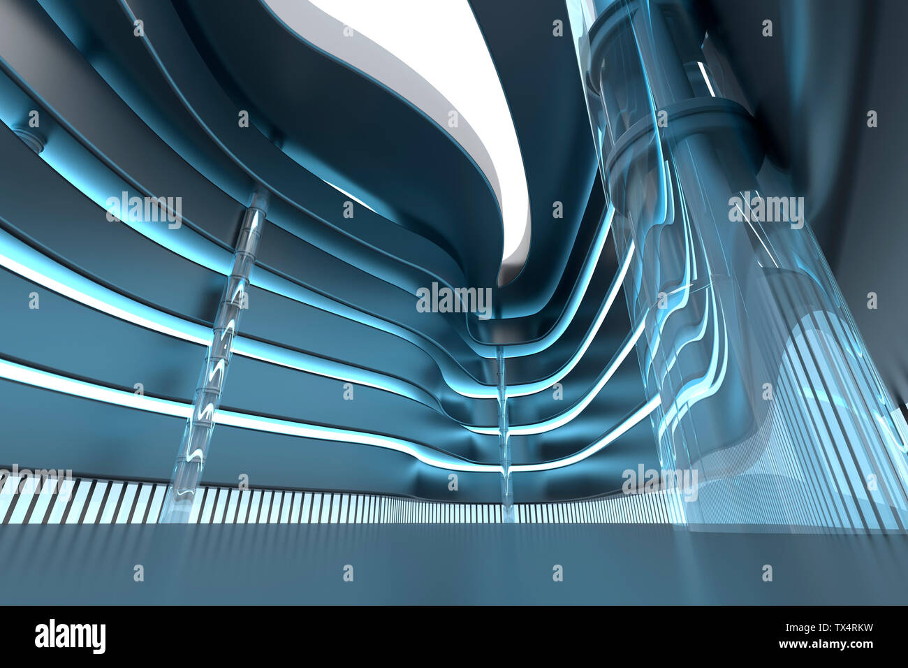 Illustration en rendu 3D, l'Architecture visualisation d'un moderne centre commercial intérieur Banque D'Images