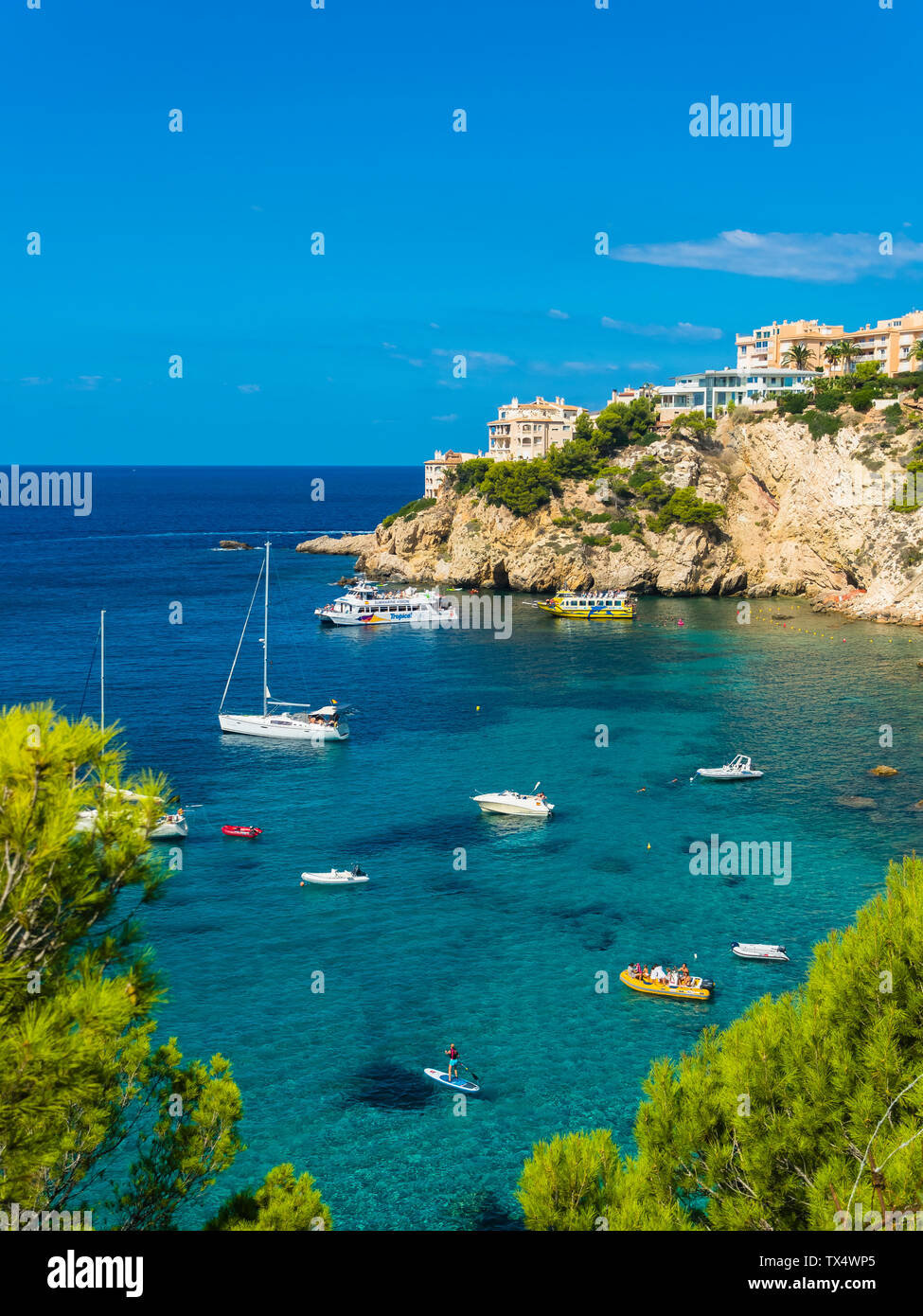 L'Espagne, Îles Baléares, Mallorca, Cala Millor, Isla Malgrats, Bay Banque D'Images