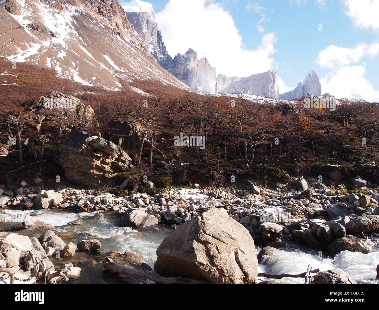 L'habitat de montagne vierge dans le Parc National Torres del Paine, Patagonie Chilienne Banque D'Images