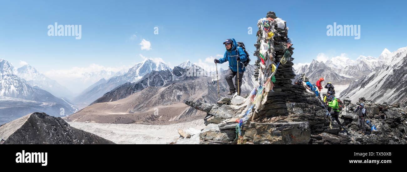 Solo Khumbu, Népal, Everest, alpinistes à Chukkung Ri Banque D'Images