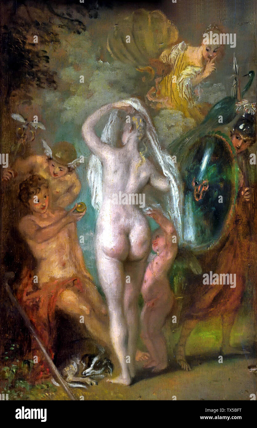 Le jugement de Paris 1718 par Jean Antoine Watteau 1684-1721 France, Français. Banque D'Images