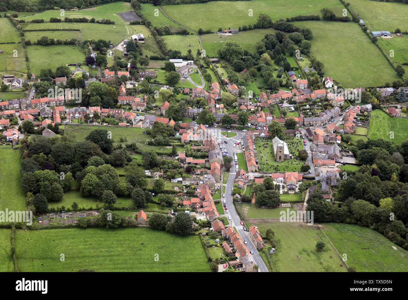 Vue aérienne du village de North Yorkshire Osmotherley Banque D'Images