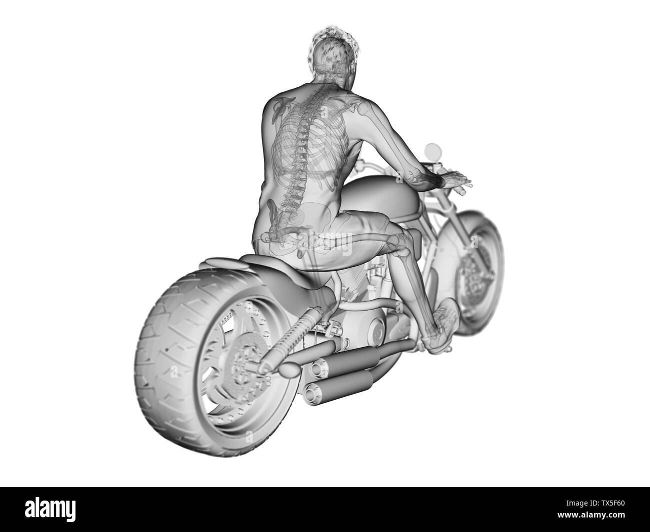 Rendu 3d illustration d'un squelette de motards Banque D'Images
