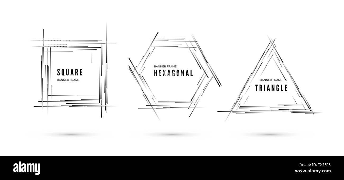 Ensemble de bannières. Lignes avec gradient monochrome créer le cadre en forme de formes géométriques. Vector illustration Illustration de Vecteur
