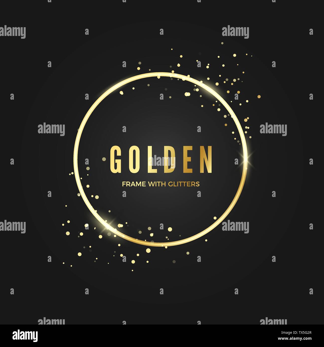 Golden Circle glitter Frame modèle avec vigueur pour bannière et poster. Cadre d'or avec l'espace pour le texte. Vector illustration isolé sur dark backgrou Illustration de Vecteur