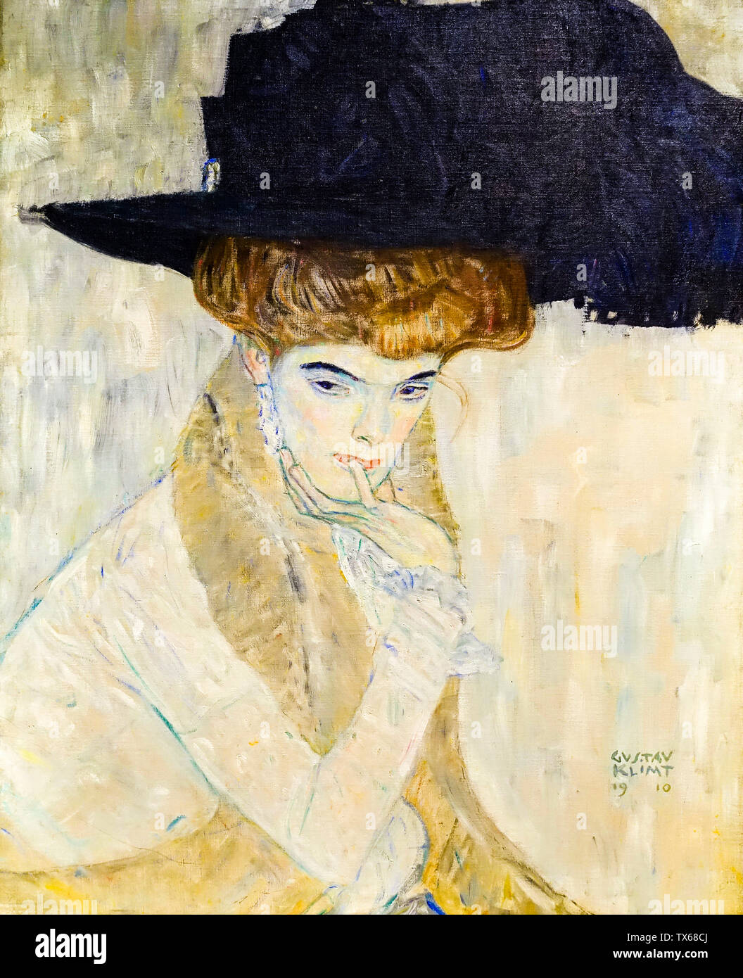 Gustav Klimt, le Black-Feathered Hat, portrait, 1910 Banque D'Images