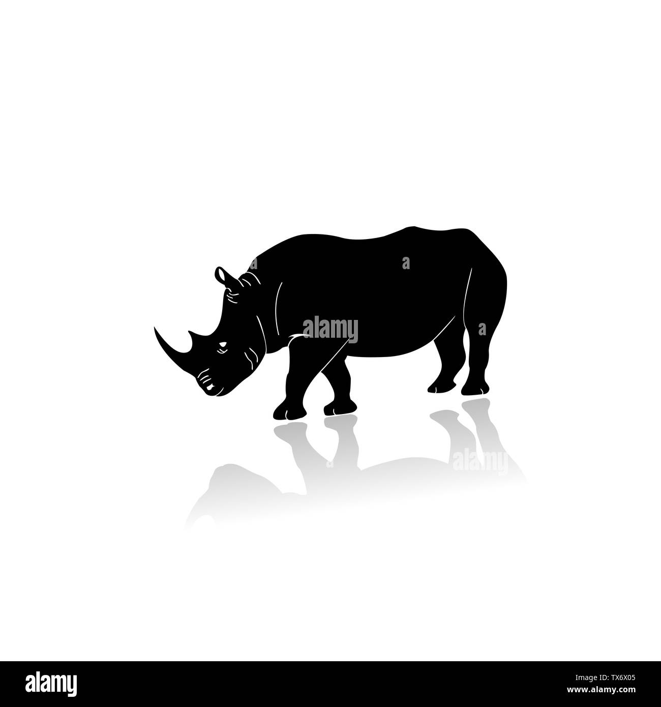 Illustration Silhouette d'un rhinoceros Illustration de Vecteur