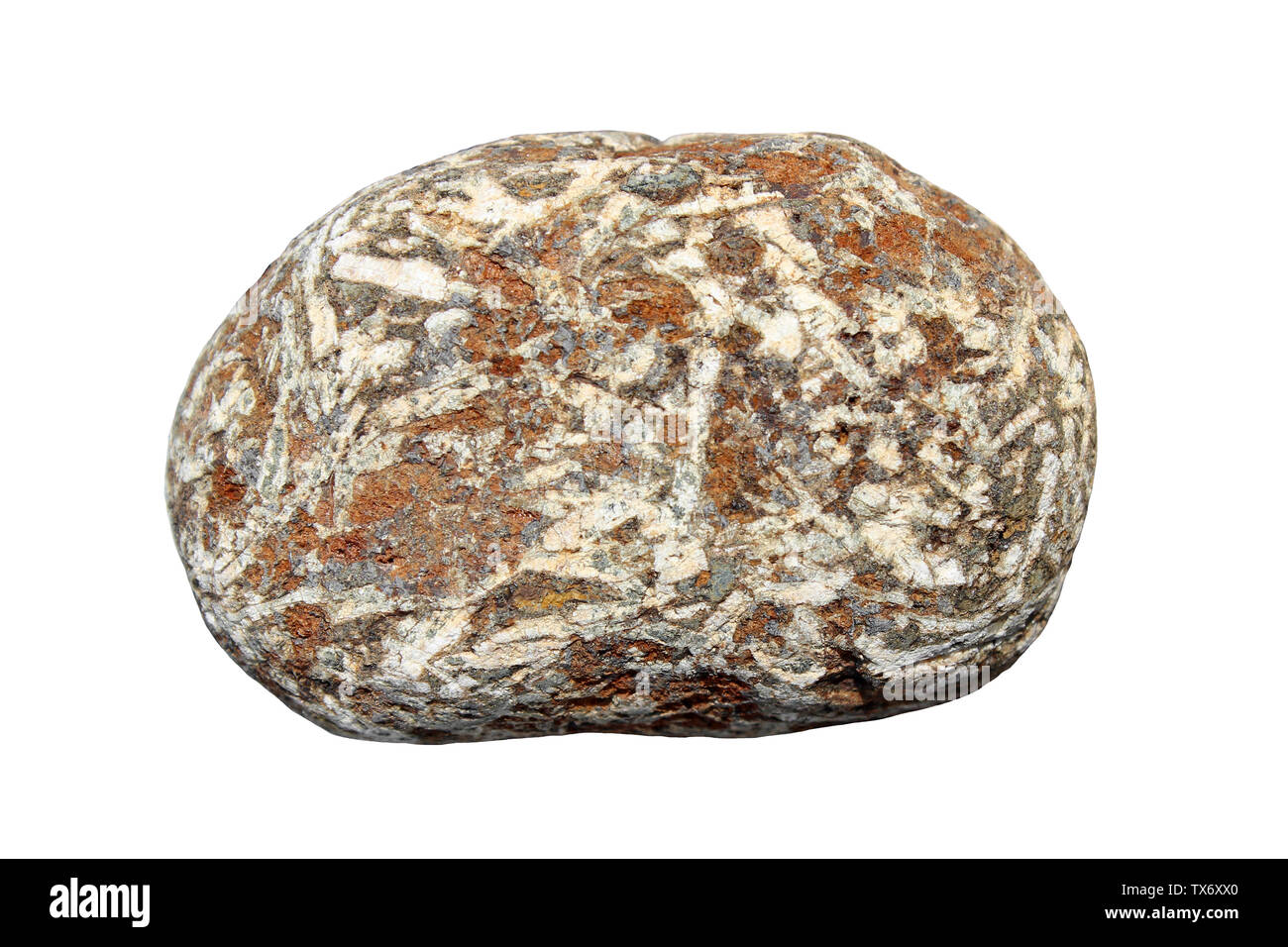 Roche ignée altérés avec lattes rectangulaires et de parcelles de feldspath oxyde de fer Banque D'Images