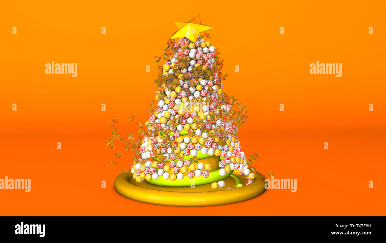 Rendu 3D Illustration d'un arbre de Noël. Banque D'Images